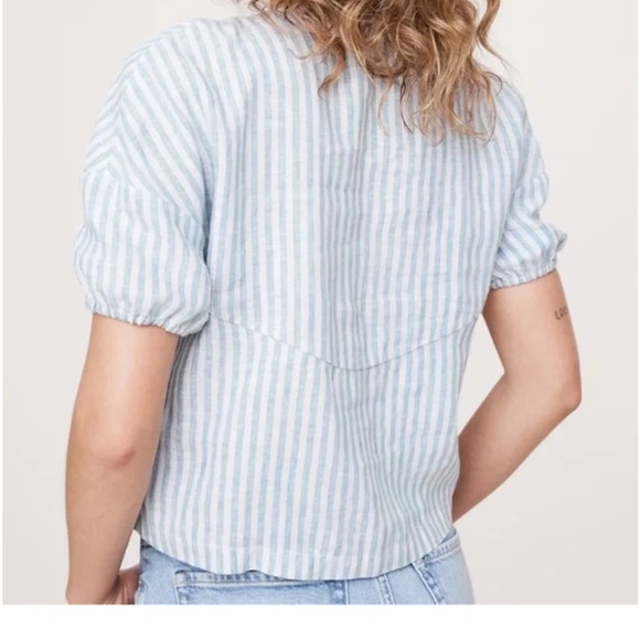 Banana Republic Linen Striped Blue and White Women's Top size XL - Picture 2 of 4